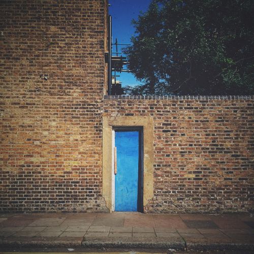 door blue street