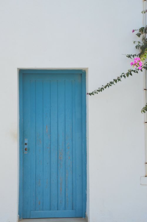 door blue white greece