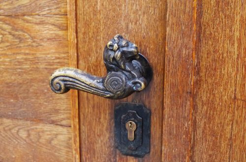 door handle antique lion