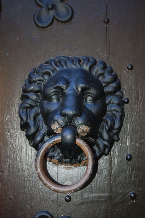 door knocker lion wood