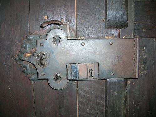 door lock antique metal castle