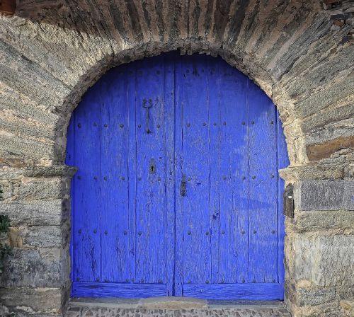 double doors blue entrance