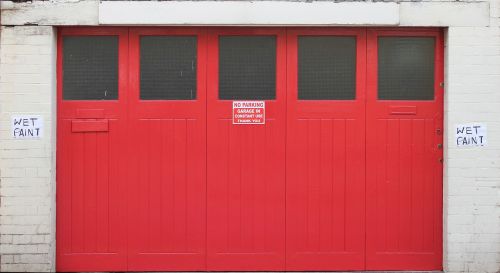 double doors red entrance
