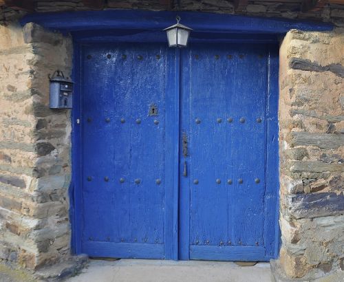double doors blue entrance