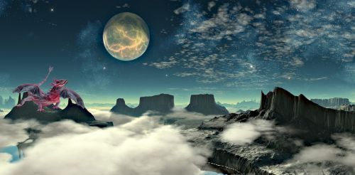 dragon moon clouds