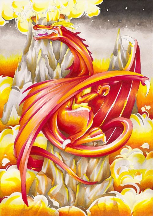 dragon illustration staining