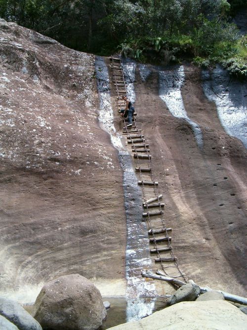 drakensberg mountains steep slope rope ladder