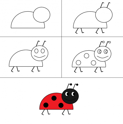 drawing ladybug red