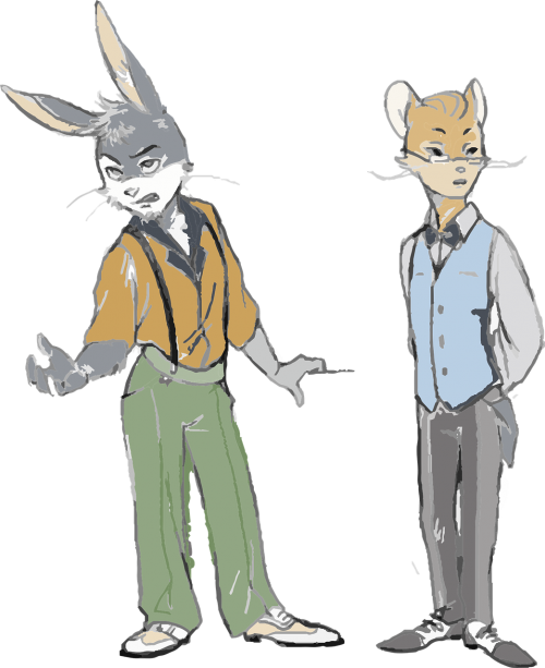 dressed up animal rabit and mouse pants