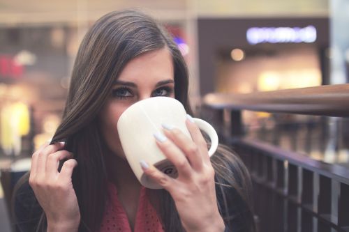 drinking female mug