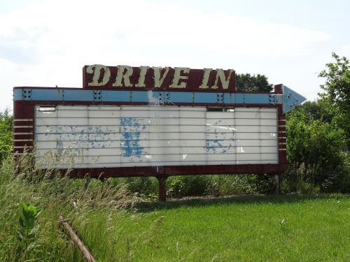 drive-in theater sign abandoned horizontal plane