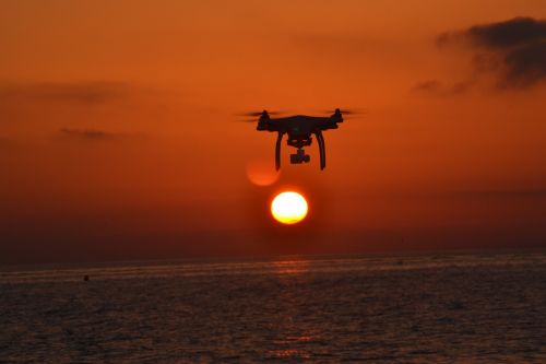 drone sunset sea