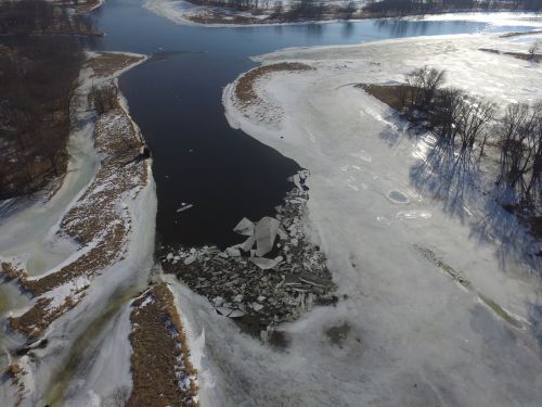 drone ice flow river