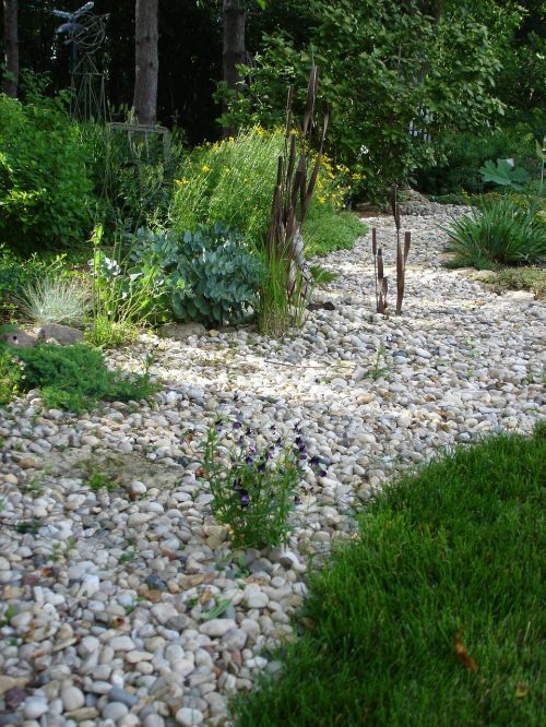 dry creek bed garden rocks