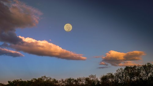 dusk  moon  clouds