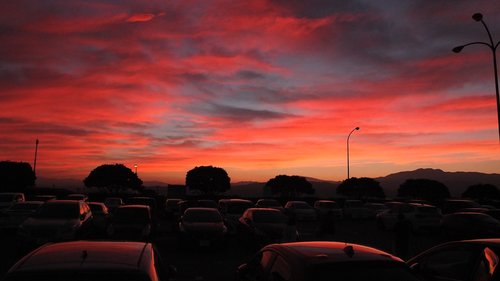 dusk  parking lot  sky