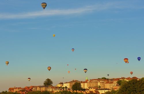 hot air balloons blue sky