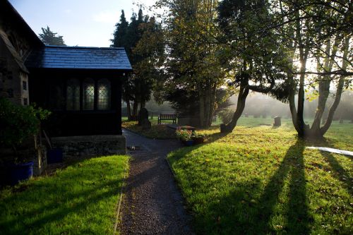 early morning sun november misty