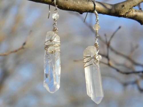 earrings clear quartz gemstone