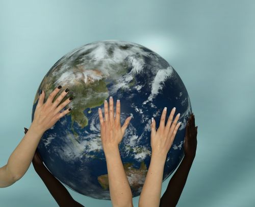 earth globe hands