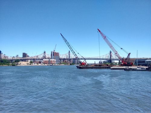 east river queensboro bridge construction crane