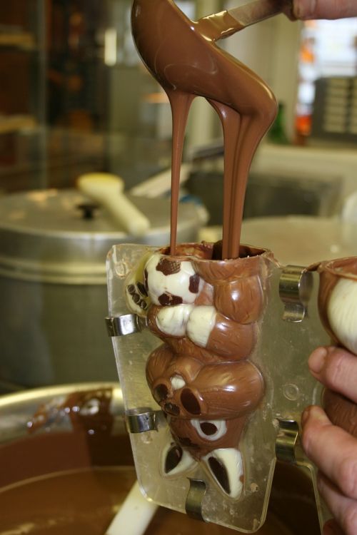easter bunny pour chocolate easter