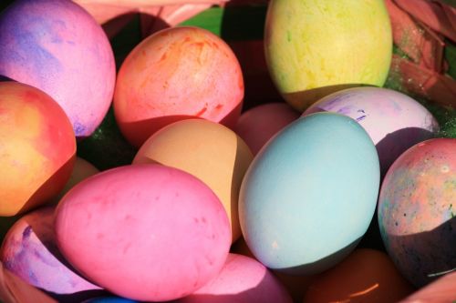 easter eggs coloured basket