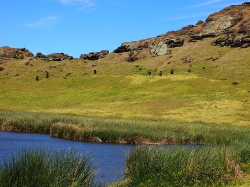 easter island moai caldera