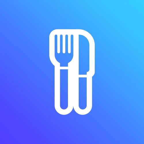 eat fork spoon blue