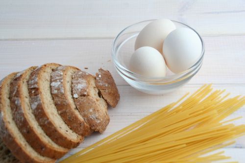 eggs pasta bread