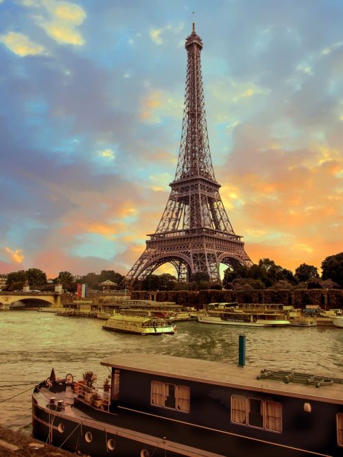 eiffel tower paris seine river