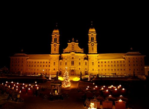 einsiedeln monastery christmas market night