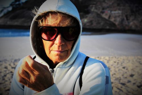 elderly woman woman beach