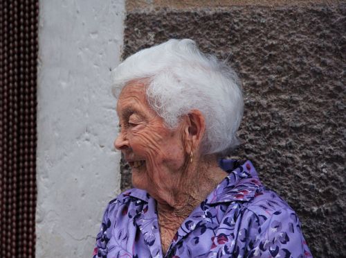 elderly woman aged gray hair