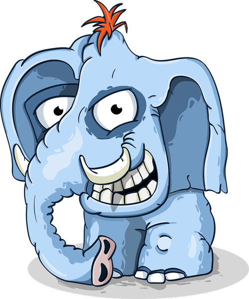elephant  smile  blue