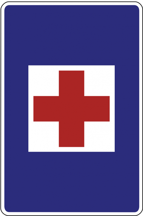 emergency medical care road sign