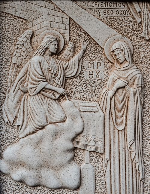engraving annunciation virgin mary