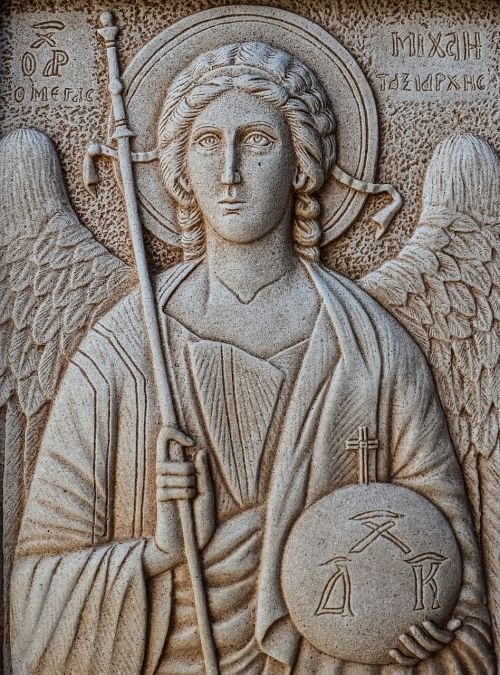 engraving archangel michael wall