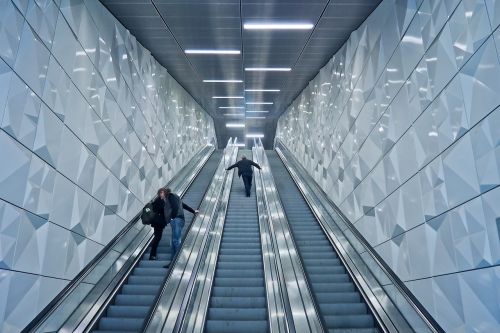 escalator underground handrails