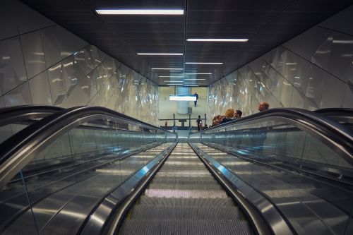 escalator underground handrails