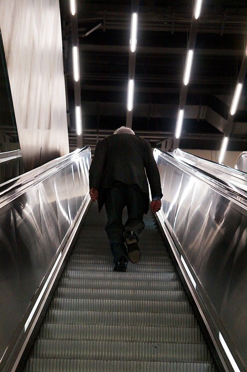 escalator  stairs  elderly