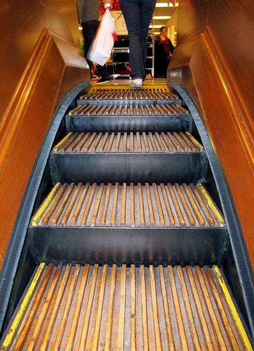 escalator shopping wood