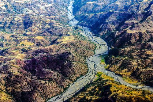 ethiopia river landscape aerial view