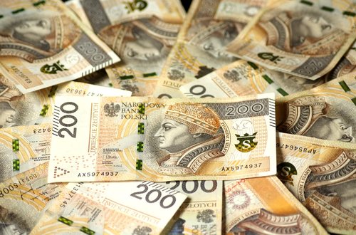 euro banknotes  the currency in poland  finance