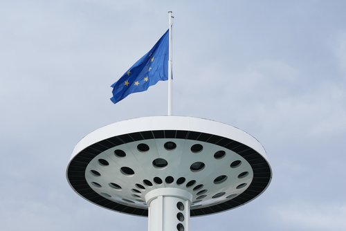 europe flag  mast  platform