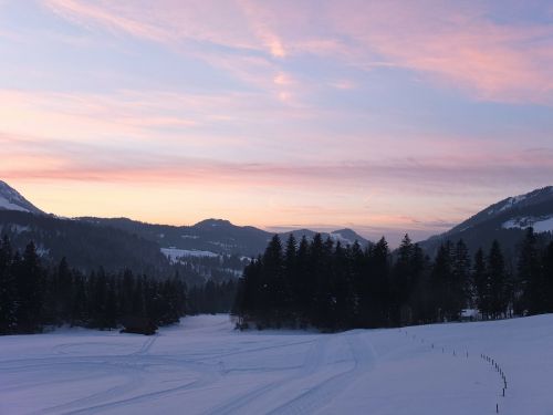 evening snow sky