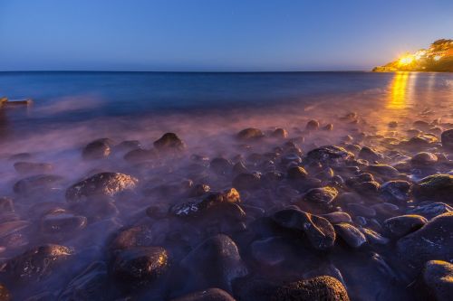 evening rocks sea