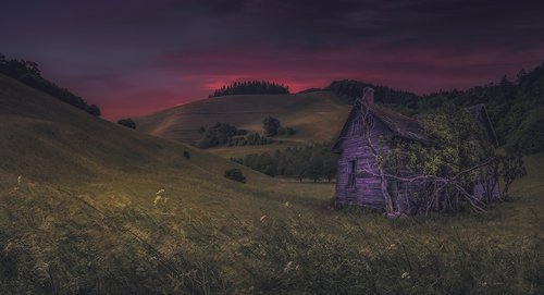 evening  hut  meadow