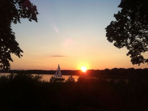 evening sky sunset sailing boat
