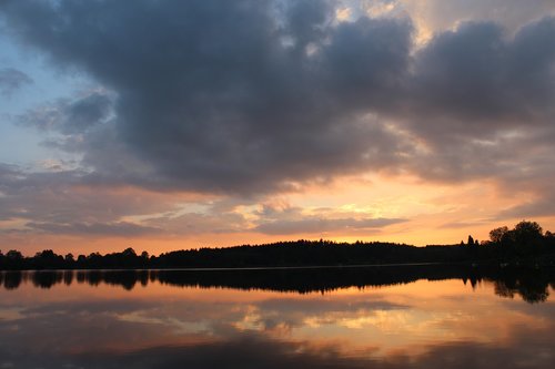 evening sky  lake  sunset